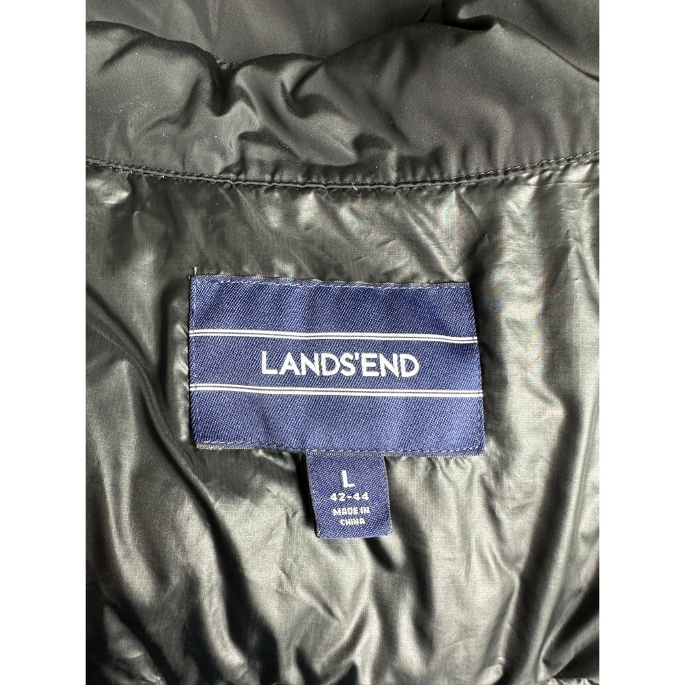 Lands End Men's Black Down Filled Snap Close Puffer Vest sz L (15597) - Picture 8 of 10